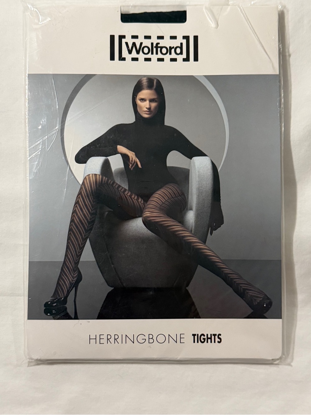 Wolford Made in Austria Woman's S, M Patterned Sheer Tights Black, Tan, Blue - Picture 3 of 10